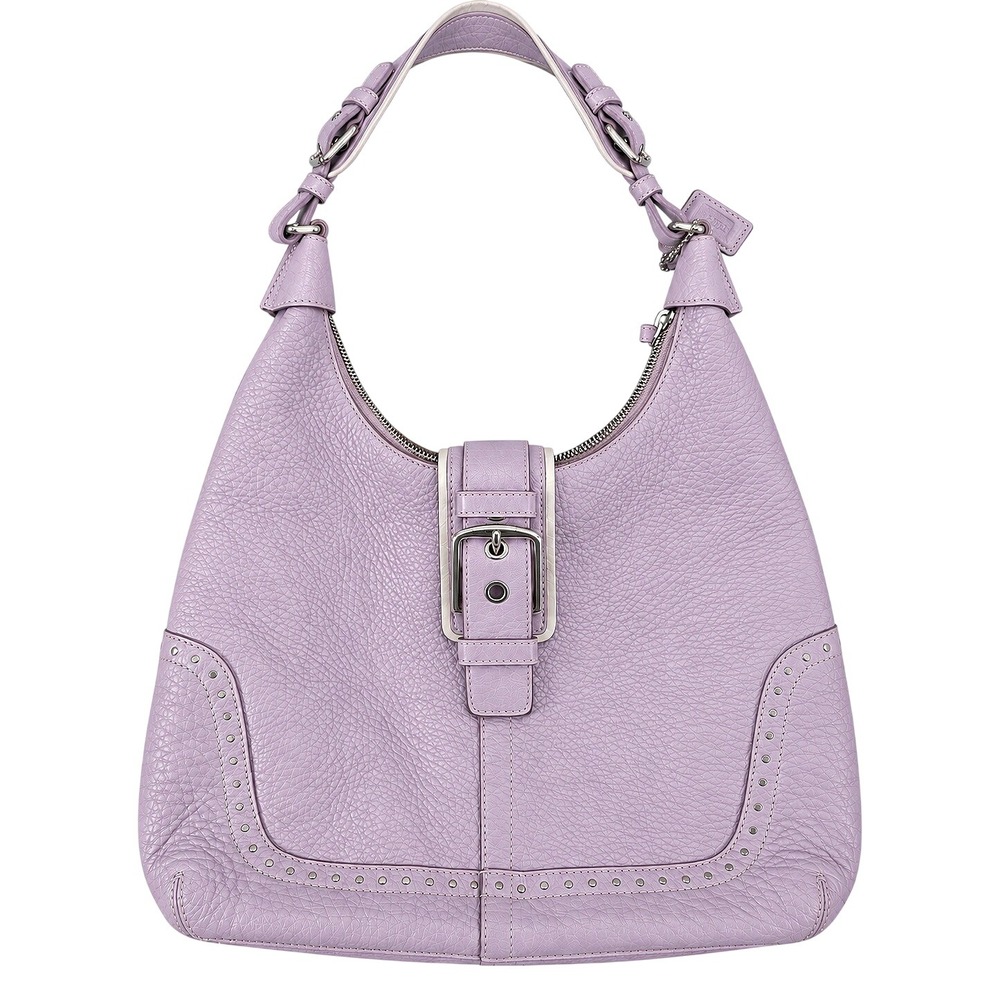 Coach Hamptons 5054 Lavender Pebbled Leather Buckle Hobo Shoulder Bag Y2K